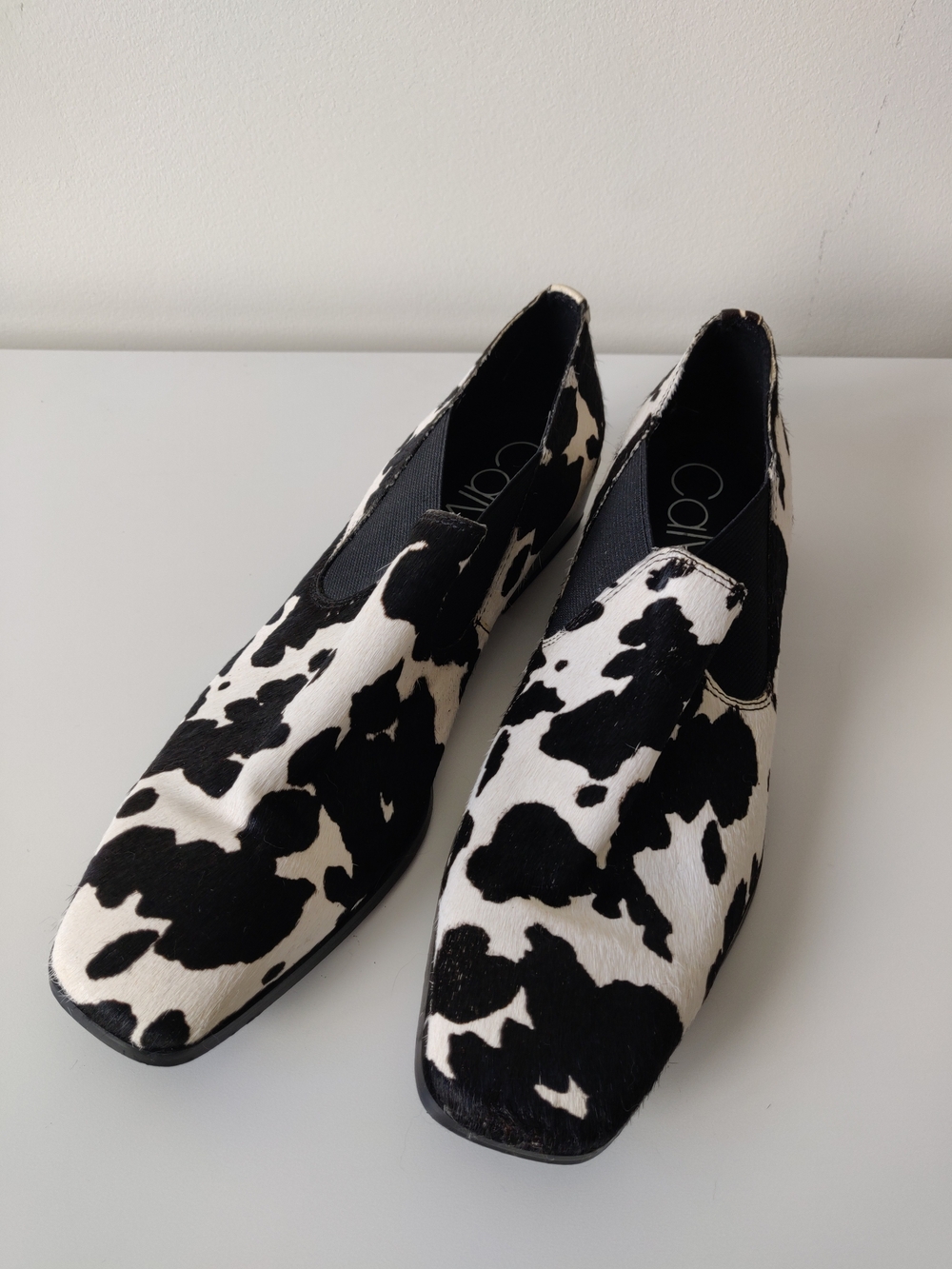 Calvin Klein Cow Print Loafers